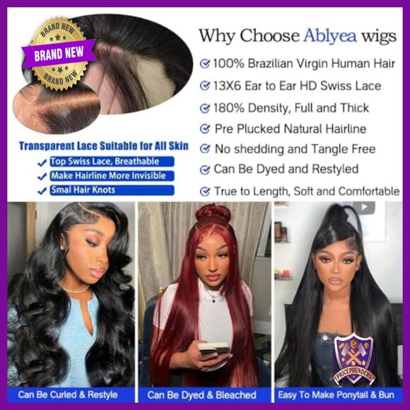 13x6 Lace Front Wig Human Hair 180 Density Straight Glueless 24 Inch main image 4